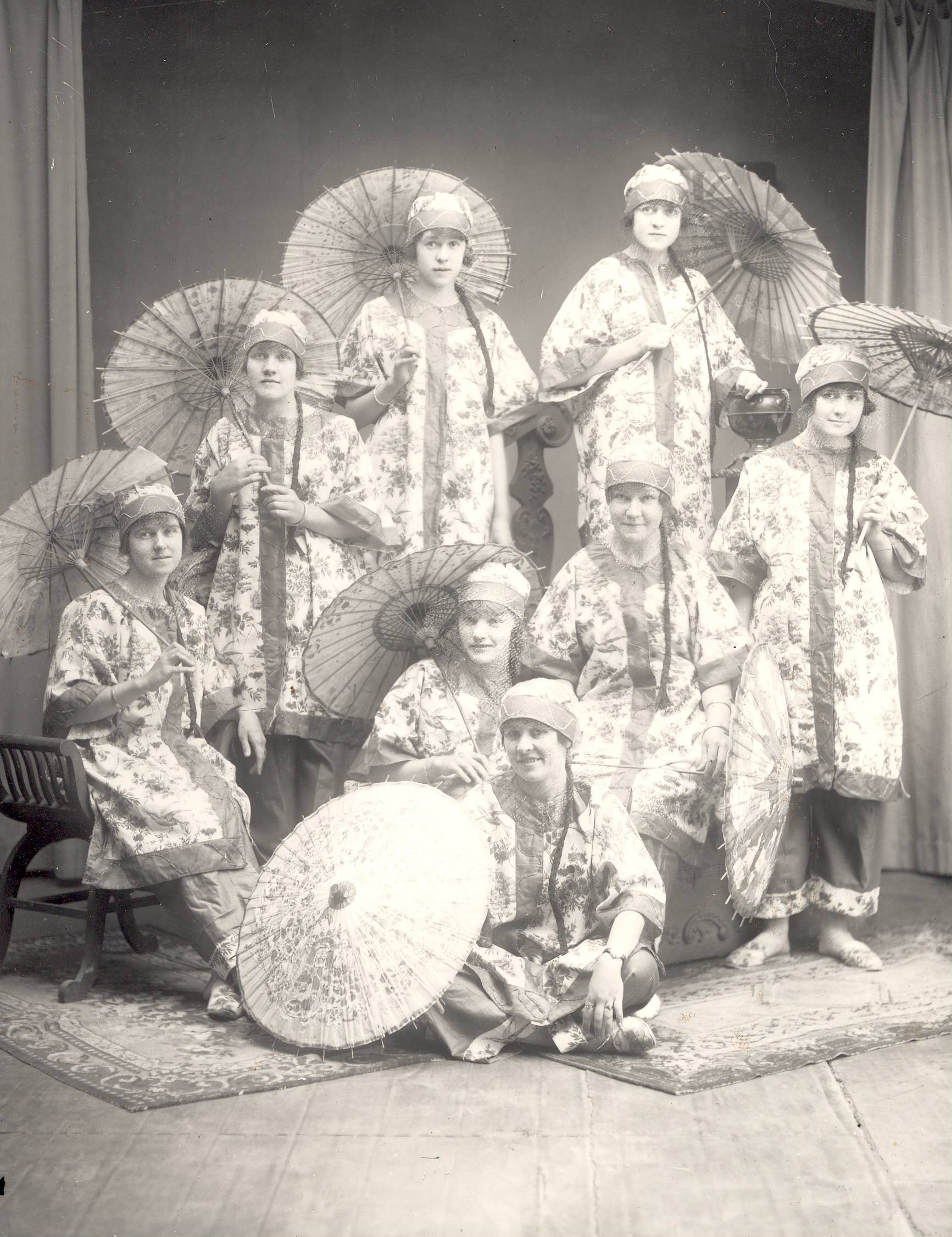 Fancy Dress - Eight girls dressed in Japanese costumes