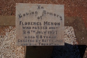 Memorial of Florence Menon Boulder Cemetery