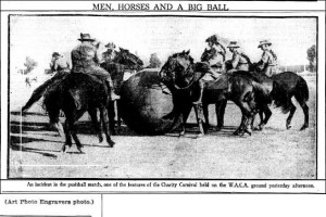 Men Horsers and a big Ball