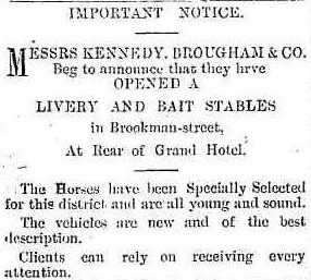 Kennedy & Brougham Livery Stables 28th Sept 1896 Western Argus
