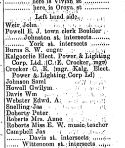 1908 Post Office Directory for Lane Sy Boulder