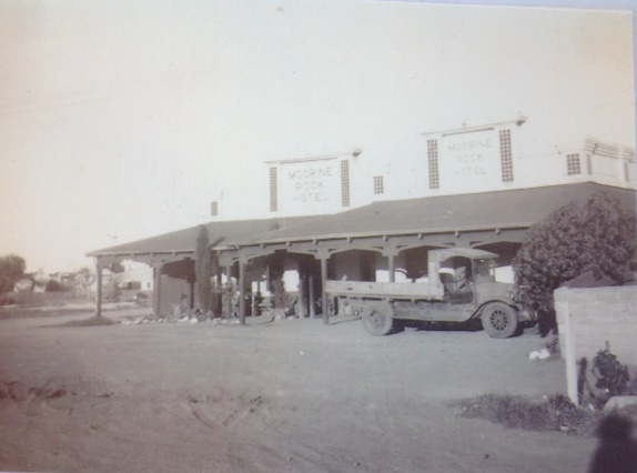 The Moorine Rock Hotel in the 1930's with truck outside.