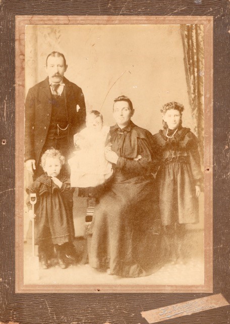 From L to R William John Yuill 1859, Caroline May Yuill 1893, William John Yuill 1896, Caroline Jessie Yuill ,Balle,1870, Augustus Dorothy Yuill 1888 pre 1906