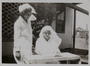 Sadie Canning (standing) at the Leonora Hospital