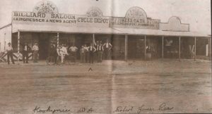 R J Rea's Emporium, Billiard Saloon, Cycle Depot. H Pope Pioneer Store.