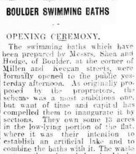 Kalgoorlie Miner 18 Nov 1909 : Opening of Boulder baths