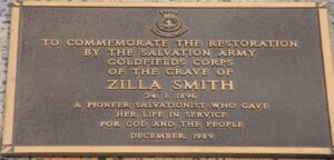 Plaque on the grave of Zilla Smith