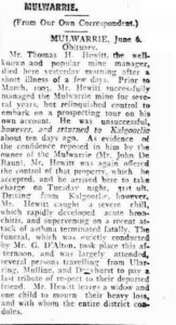 HEWITT Kalgoorlie Miner 10 June 1904