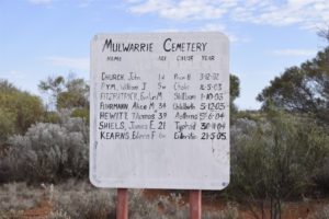 Sign Board at Mulwarrie Cemetery (Note some entries are incorrect)
