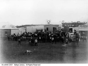 Public Meeting in Baily Street, Coolgardie. 1897 (Showing the Exchange Hotel on the left hand side).