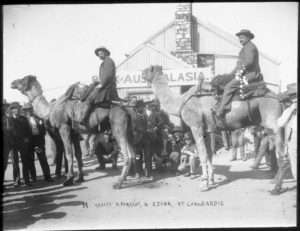 Alexander Forrest and John Dunn at Coolgardie after returning from the Wealth of Nations find ; The Sunday Times article notes that I.J.K Cohn and Billy Williams also appear in the photograph.