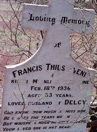 Headstone for Francis Thias in the C of E Section of Wiluna Cemetery