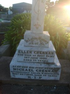 Grave of Ellen Crennan in the Port Fairy Cemetery VIC