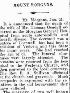GENDALL Elizabeth Kalgoorlie Miner 1 February 1908, page 9