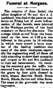 LOCKHART Joan Mount Morgans Mercury 20 November 1907, page 2