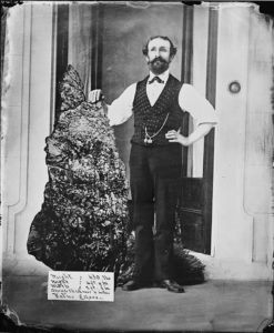 Holtermann and the gold specimen discovered at Star of Hope Mine in 1872