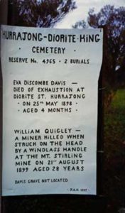 Sign Board at the Kurrajong - Diorite Ling Cemetery.