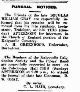 Sun Funeral Notice Sunday 12 June 1910, page 1