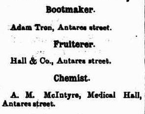 Business Directory - Southern Cross Miner 18 November 1899