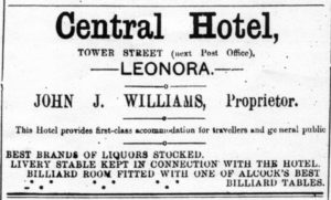 Central Hotel, Leonora, JJ Williams proprietor, Jul 1900