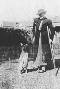 Matron Emily Hart in Mt Lawley WA with her pet kangaroo.