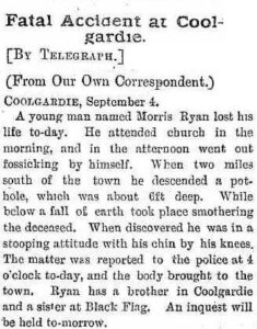Maurice Ryan - Kalgoorlie Miner, 5 September 1898.