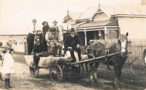 Diver Hughes being paraded around the streets of Coolgardie after the rescue of Varischetti.