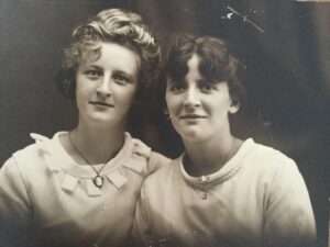 A later photograph of Dorothy and Olive Bartle. They are two of the flower girls in the group wedding photograph.