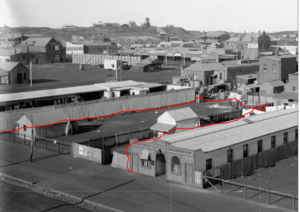 Site of 35 Brookman Street Kalgoorlie in 1904 - Photo SLWA. Graham tells me: "Our house was in the land outlined in red. The Royal Chambers were still there all the time I lived at 35 Brookman Street – It was managed by Mrs Edwards who had a son Brian Pilkington, my age, who was a close friend of mine".