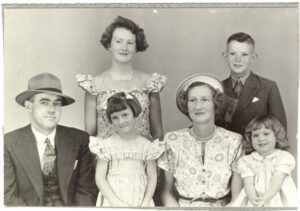 Christmas 1949 Top Joanne Gay 14, Graham James 10 Bottom James Harte Darcy, Helen Mary 10 Edith Mary Christine Cecilia 2