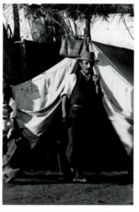 Jack Chappel outside his tent.