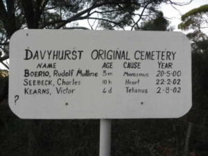 Davyhurst Original Cemetery Sign