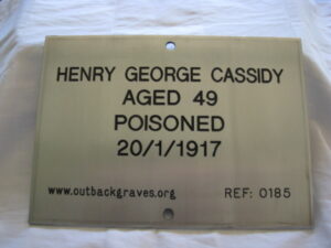 Henry George CASSIDY - Plaque by Outback Graves