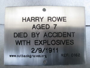 Henry 'Harry' ROWE - Plaque by Outback Graves