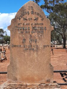 Grave of Thomas Waters - Kalgoorlie Cemetery - Photo from Grant Waters