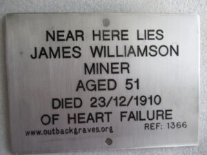 James WILLIAMSON - Plaque by Outback Graves