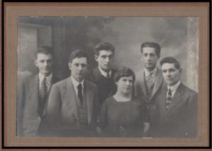 Elizabeth Patterson nee Waters with her five sons - William, Jack, Walter, Stan and Norman.