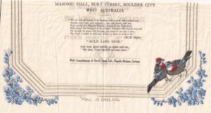 another example of a Lodge Mossgiel serviette provided to guests at one of their Annual Installations. This one from 1939