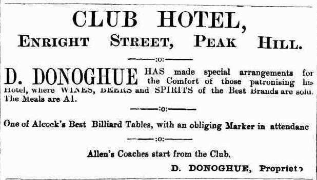 Denis 'Dinny' Donoghue's Club Hotel, Peak Hill