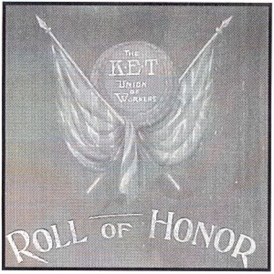 WW1 Honour Board of K.E.T Union of Workers.