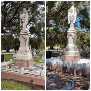 Tom Ryan's Grave at Karrakatta Cemetery Perth WA. Before and after restoration - Photo Tim Ryan