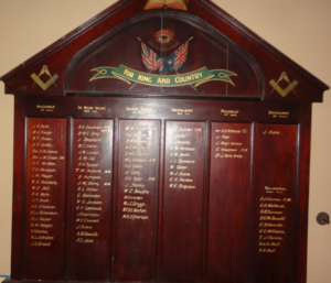 The polished jarrah timber Roll of Honour was prepared and remains on the wall of our Masonic Temple to this day.
