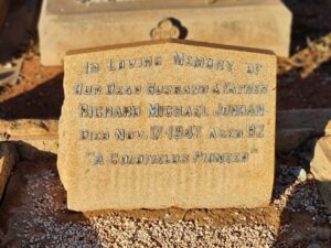 Plaque on the grave of Richard Michael Jordan - Kalgoorlie cemetery - Photo Danelle Warnock