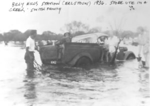 Billy Hills Station, Erlistoun 1936 - Store Ute in Creek - Photo The Smith Family