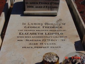 Grave of George Frederick Leipold - Kookynie Cemetery - Photo Ancestry.com