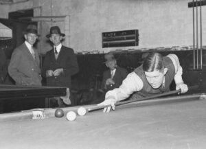 illiards grand master Walter Lindrum taking a shot during a match in NSW in April 1934 - Photo Milton Ulladlla Times