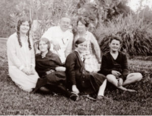The Mitchells (from left): Bettie, Joan, Mollie, Bob, with their parents behind
