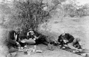 Prospectors eat a meal on the way from Norseman to Day Dawn, ca.1910