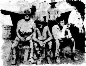 THE PROSPECTING PARTY - From left to right - S. J. O'Grady (prospector), Lockey, Michael Terry (leader), Jack, Ben, Nickers (camelman).