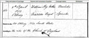 William and Matilda's wedding certificate